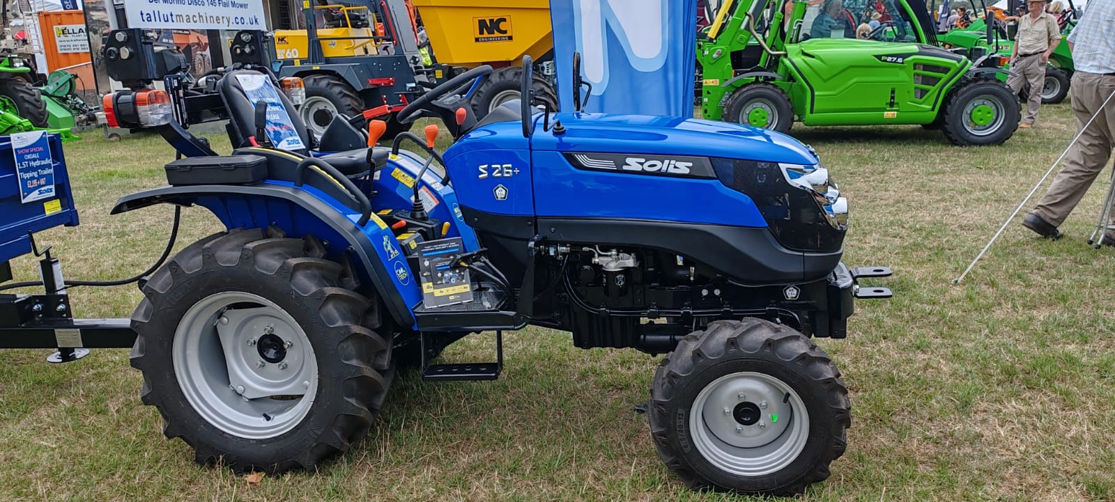 Blue Solis tractor on a showground demonstrating the benefits of VIN Chip security marking.