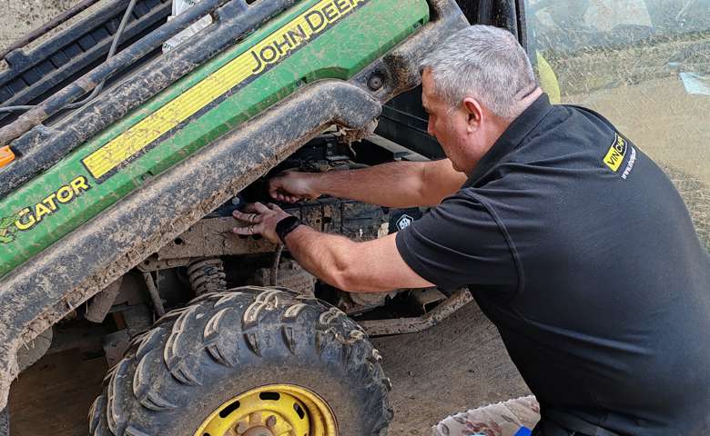 VIN CHIP installation in progress by Martyn Leigh on a John Deere Gator.