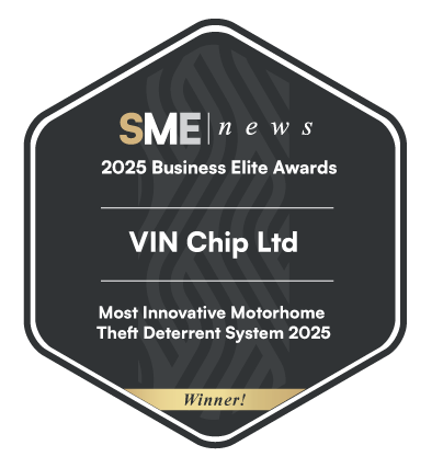 Business Elite Awards 2025 Winners badge: Most Innovative Motorhome Theft Deterrent System